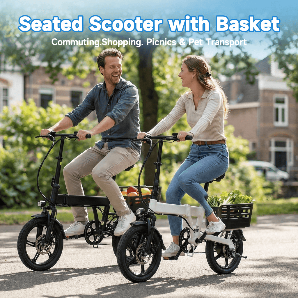 BroPath Electric Bike for Adults, Ebike, Electric Bicycle with 576WH Battery,14 Folding Ebike for Teens, 20MPH,20+ Miles(MAX),500W Motor,Multi-Shock Absorption,Mini E Bikes with Baskets,UL2849