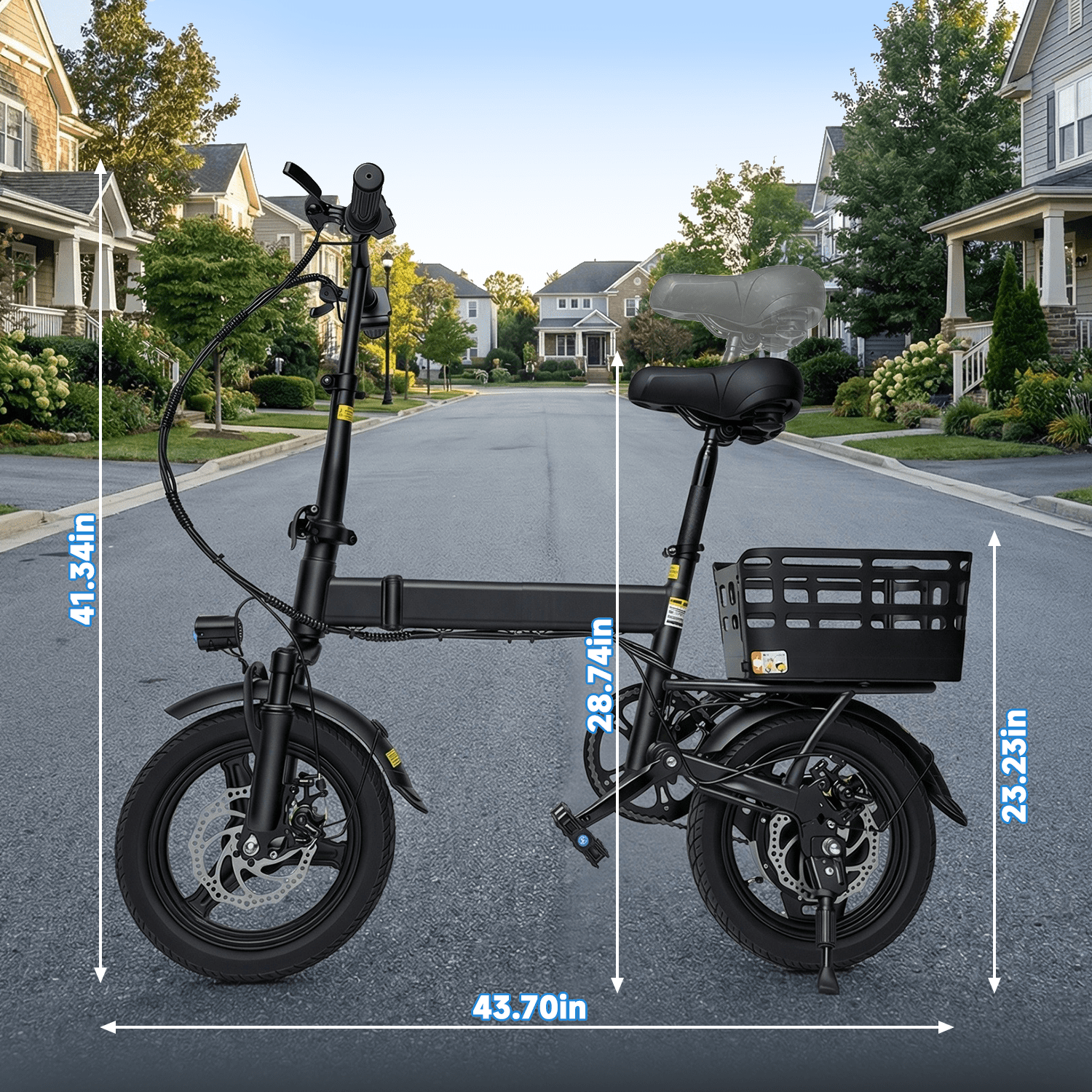 500W Motor 14IN Portable Folding Ebike  20mph  High Energy Storage Removable Battery,up to 30 mile Electric bicycle for Adults ,UL 2849