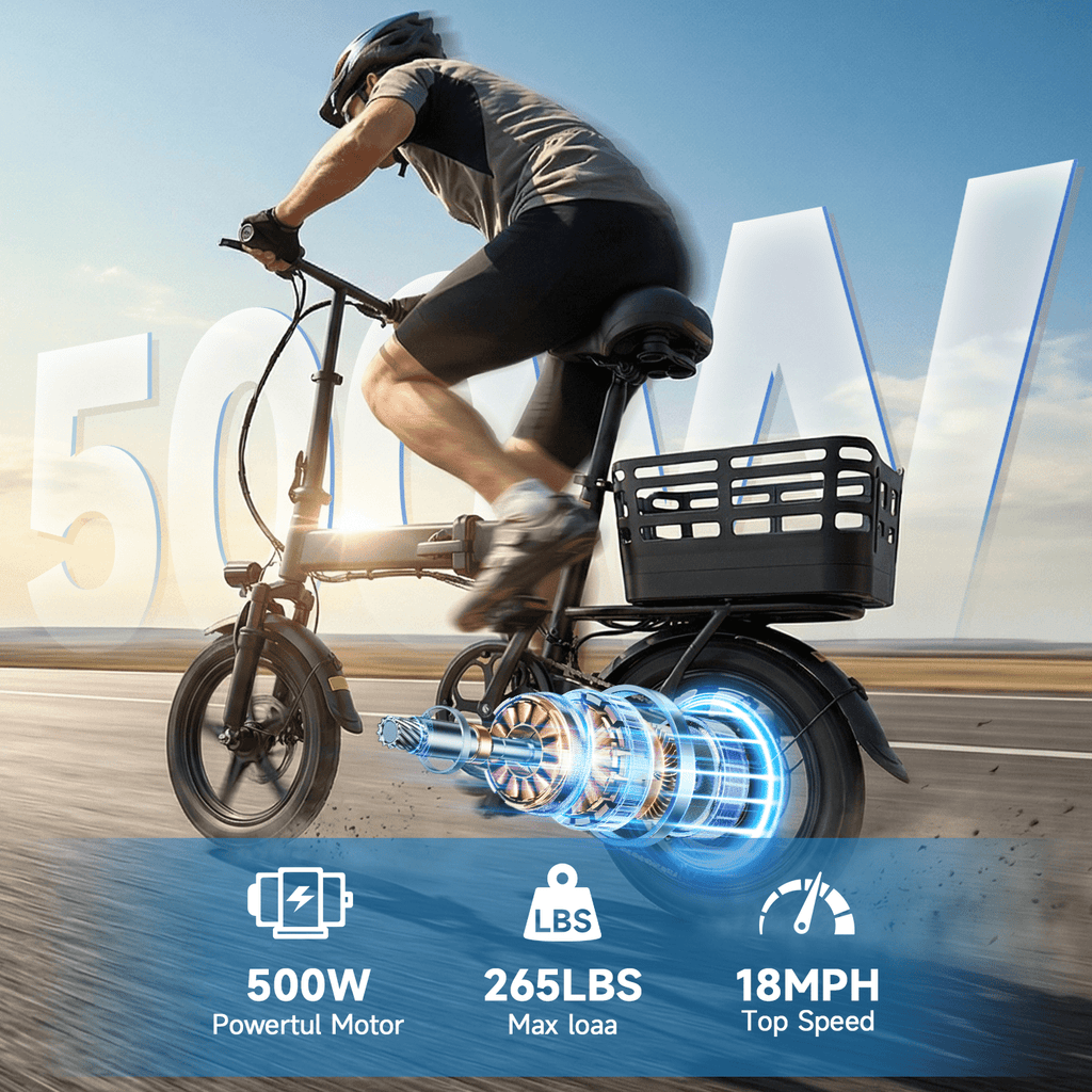 BroPath Electric Bike for Adults, 14 Folding Ebike, Electric Bicycle with 576WH Battery, 21MPH,20+ Miles(MAX),450W High Motor,Multi-Shock Absorption,Commuting Mini E Bikes,UL2849,Ebike for Teens